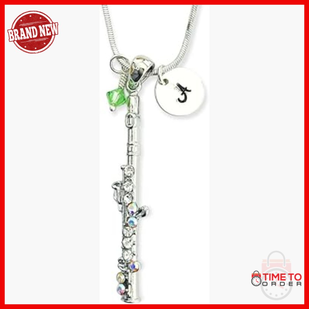 Sterling Silver Personalized Music Note Necklace With Crystal Pendant